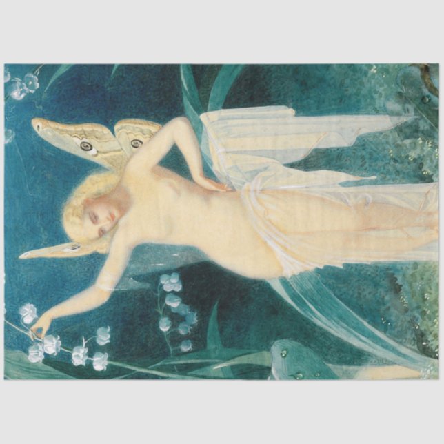 Vintage antike Fairy Fairies Fee Dekoupage Seidenpapier (Vorderseite)