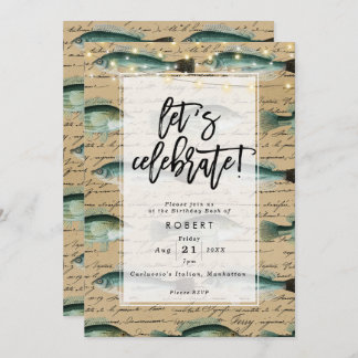 Vintage antike Fische Geburtstagsfeier Einladung