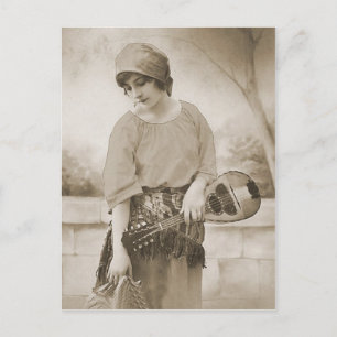 Vintage antike Flapper-Portraits, Illustrat Postkarte