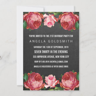 Vintage antike Flora 21. Geburtstag lädt ein Einladung