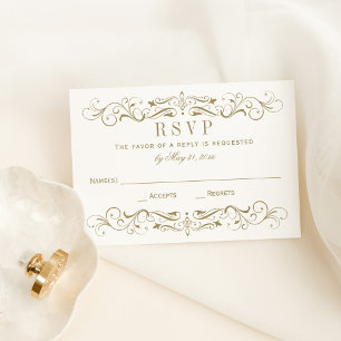 Vintage antike Goldhochzeit Blühend RSVP Karte
