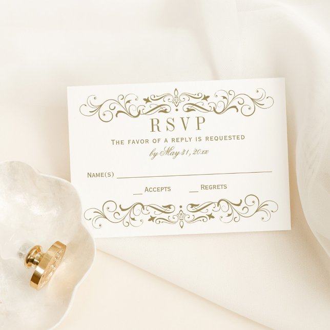 Vintage antike Goldhochzeit Blühend RSVP Karte (Von Creator hochgeladen)
