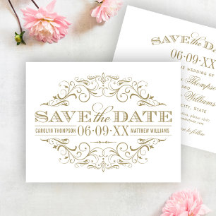 Vintage antike Goldhochzeit Blühend Save The Date
