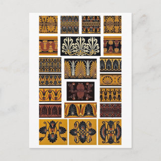 Vintage antike griechische Ornamente 1868 Illustra Postkarte