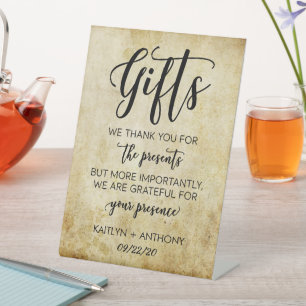 Vintage antike Hochzeitsgeschenke Sockelschild