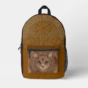 Vintage, antike Katze, altgriechischer Stil, Orang Bedruckter Rucksack