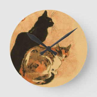 Vintage antike Katzen Theophile Steinlen Tiere Runde Wanduhr