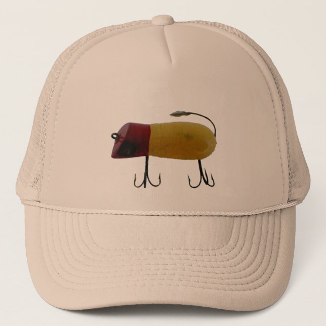 Vintage antike Köder-Köder-Fischen-Kappe Truckerkappe (Vorderseite)