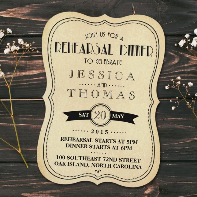 Vintage antike Kunst-Déco Hochzeit Probe Abendesse Einladung (Von Creator hochgeladen)