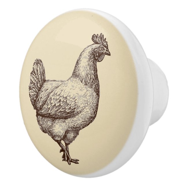 Vintage antike Landfarm Hühnerhenne Keramikknauf (Rechts)