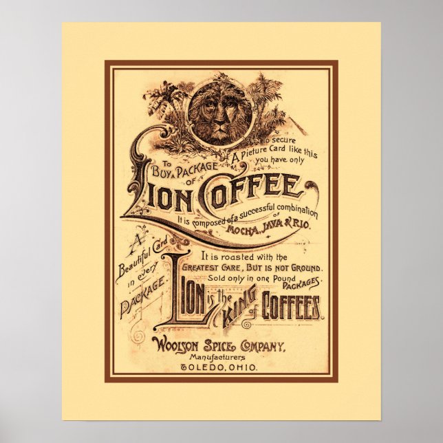 Vintage antike Lion-Kaffeewerbung Poster (Vorne)