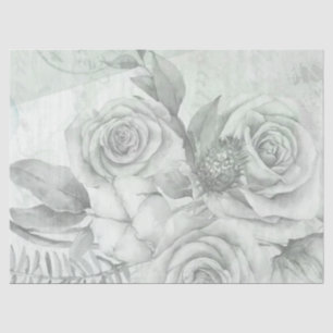 Vintage antike Minze Grau Rose Decoupage Seidenpapier