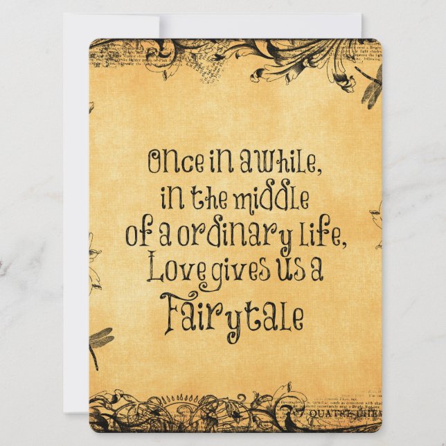 Vintage Antike mit Liebe Zitat Hochzeit Einladung (Vorderseite)