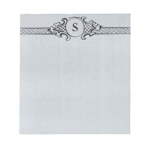 Vintage antike Monogramm Grau Blue Wedding Notizblock