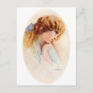 Vintage antike Portraits & Illustrationen von Frau Postkarte