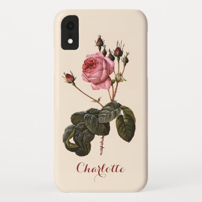 Vintage antike rosa Gartenanlage Rose in Blumen Case-Mate iPhone Hülle (Rückseite)