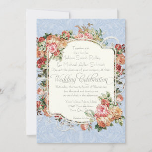 Vintage antike Rose Blumenstrauß Einladung