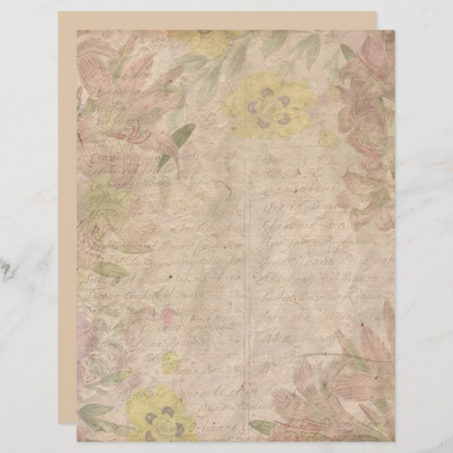 Vintage antike Rose Gold Blumenschrift (Vorne/Hinten)