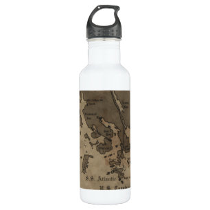 Vintage antike Schiffswrack-Karte Edelstahlflasche