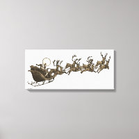 Vintage antike Sepia Santa Sleigh Rentiers