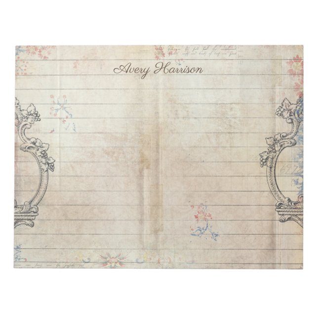 Vintage  antike Shabby Chic Grunge Notizblock (Vorderseite)