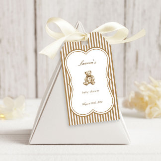 Vintage antike Teddy Bear Toile Babydusche Geschenkanhänger