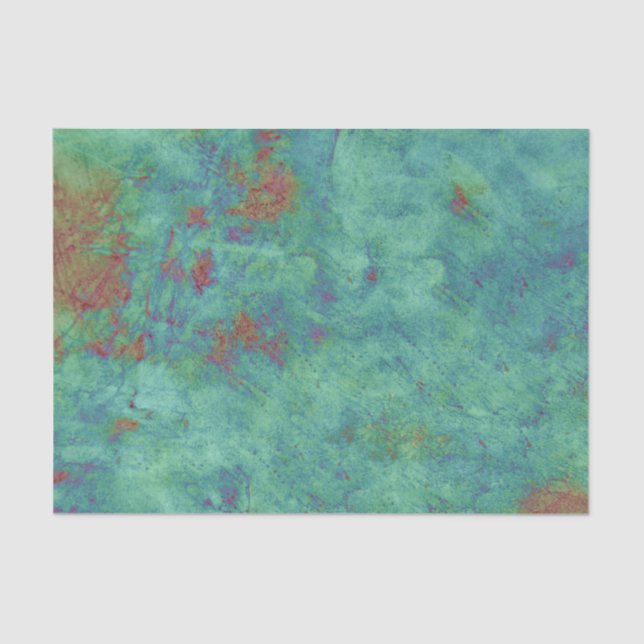 Vintage antike Textur Aquamarines Aqua Brown Decou Seidenpapier (Vorderseite)