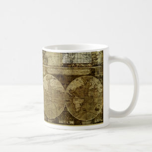 Vintage antike und rustikale Weltkarten Kaffeetasse