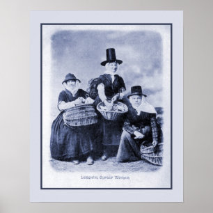 Vintage antike Waliser-Austernfrauen Poster