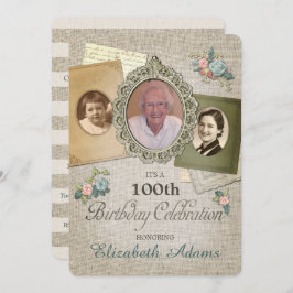 Vintage antike Wäsche | Wählen Sie Ihr Jahr 3 Foto Einladung