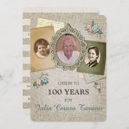 Vintage antike Wäsche | Wählen Sie Ihr Jahr 3 Foto Einladung