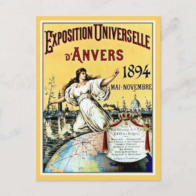Vintage antike Weltausstellung Antwerpen 1894 Postkarte (Vorderseite)