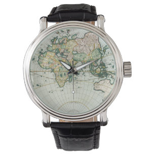 Vintage antike Weltkarte von Pieter Goos, 1666 Armbanduhr
