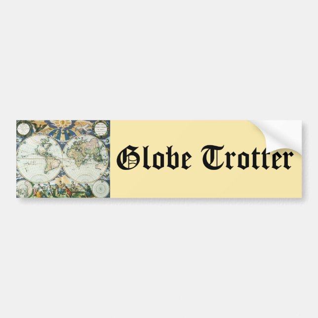 Vintage antike Weltkarte von Pieter Goos, 1666 Autoaufkleber (Vorne)