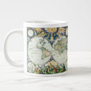 Vintage antike Weltkarte von Pieter Goos, 1666 Jumbo-Tasse