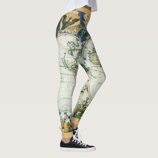 Vintage antike Weltkarte von Pieter Goos, 1666 Leggings (Rechts)
