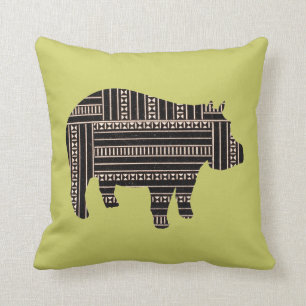 Vintage Antiker Nilpferd Ethnisches Muster Stammes Kissen
