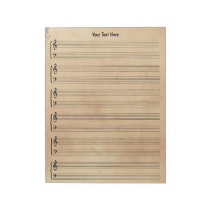 Vintage Antique Custom Sheet Music Paper Notizblock