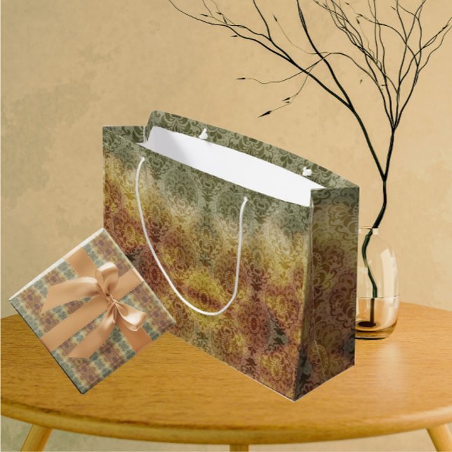 Vintage Antique Damask All Occasion  Große Geschenktüte (Elegant and sophisticated!)
