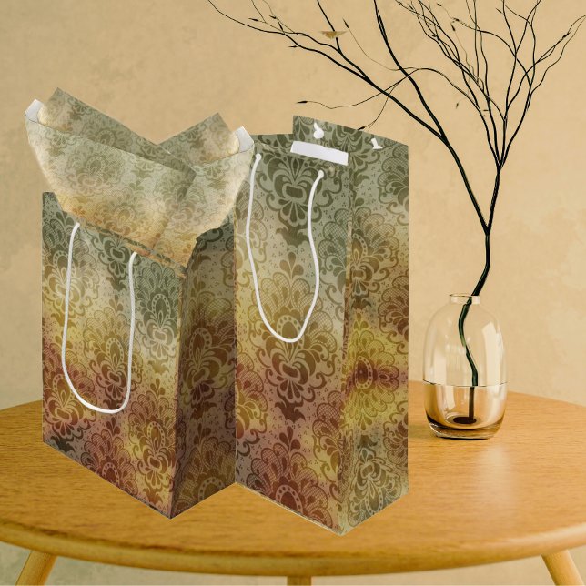 Vintage Antique Damask All Occasion  Mittlere Geschenktüte (Vintage elegance!)