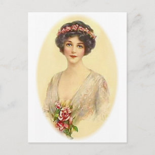 Vintage Antique Flapper, Porträts von Frauen, Postkarte