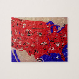Vintage Antique Map USA, USA Puzzle