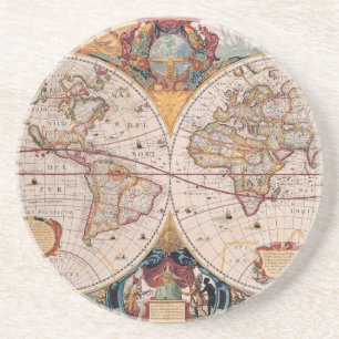 Vintage Antique Old World Karte Design verblasster Untersetzer