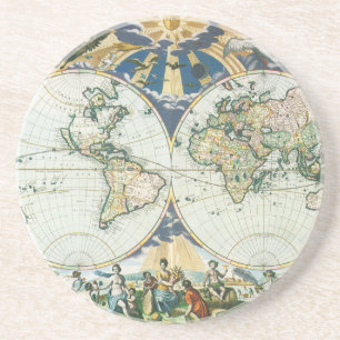 Vintage Antique Old World Karte von Pieter Goos, 1 Getränkeuntersetzer