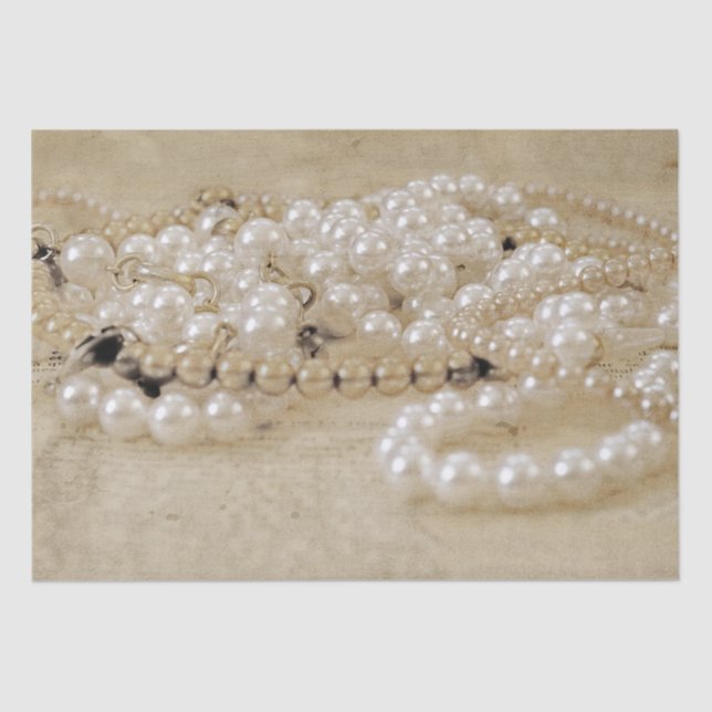 Vintage Antique Sepia Brown White Pearls Textur Seidenpapier (Vorderseite)