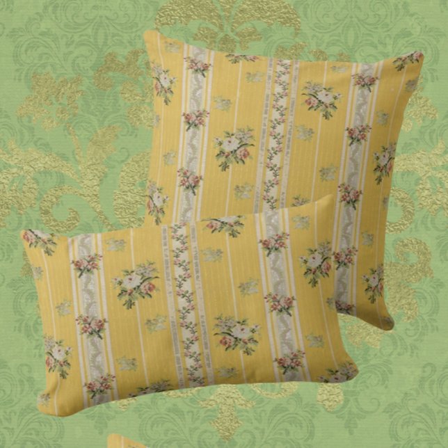 Vintage Antique Wallpaper Yellow  Kissen (Vintage antique wallpaper)