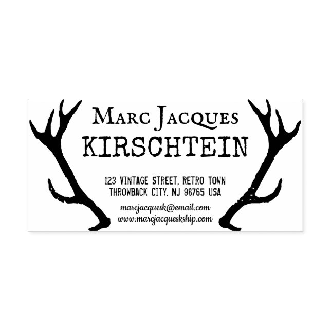Vintage Antler Logo-Rücksendeadresse-Namen Kontakt Gummistempel (Prägung)