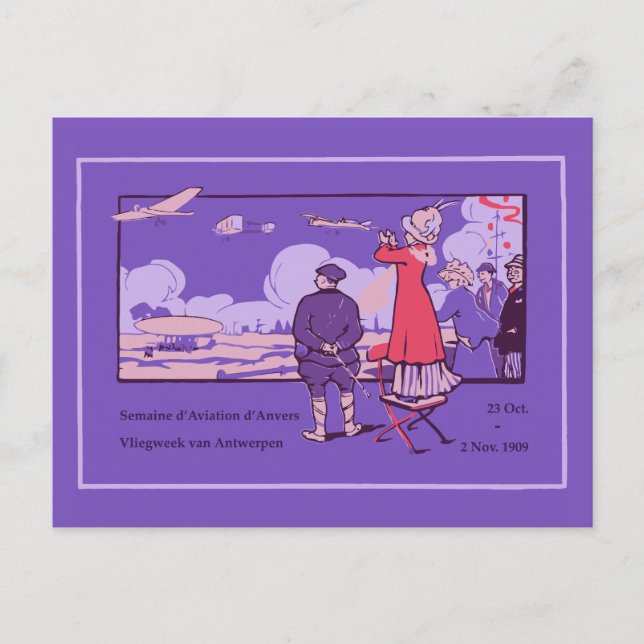 Vintage Antwerp Aviation Week (Niederländisch/Fran Postkarte (Vorderseite)