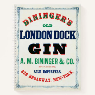 Vintage-Anzeige für Bininger's Old London Dock Gin Notizbuch