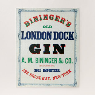 Vintage-Anzeige für Bininger's Old London Dock Gin Puzzle